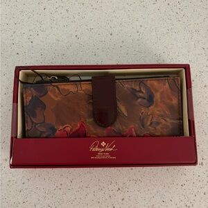 Patricia Nash Sienna Sunset Women’s Bifold Wallet Floral Grain Leather Brown NEW